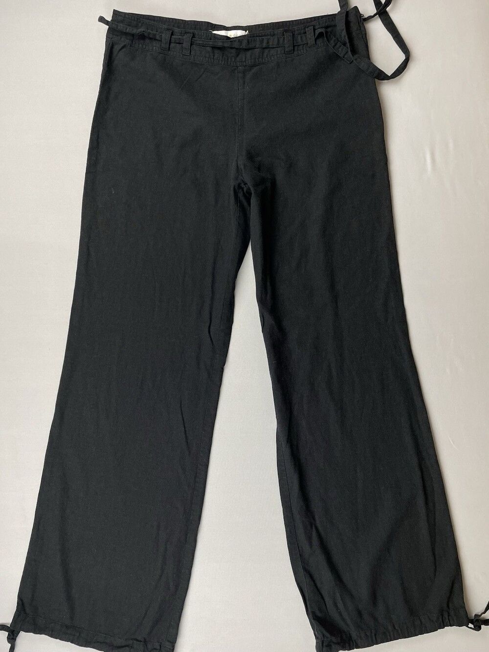 Cache Linen Blend Pants Women’s 40 / Med  Black Mid Rise Straight Leg Trousers